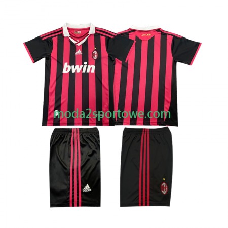 Koszulka AC Milan 2009 2010 Retro Dziecięcy Domowe Stroje Piłkarskie Krótki Rękaw